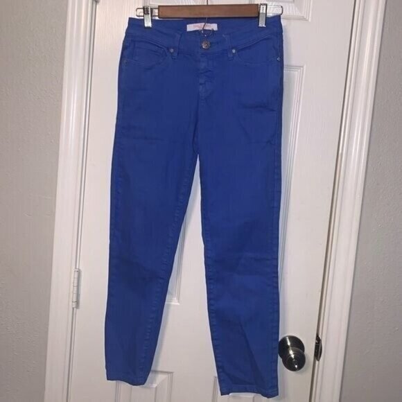 Isaac Mizrahi Blue Straight Leg Mid Rise Ankle Cropped Casual Pants Size 4 - Picture 2 of 9